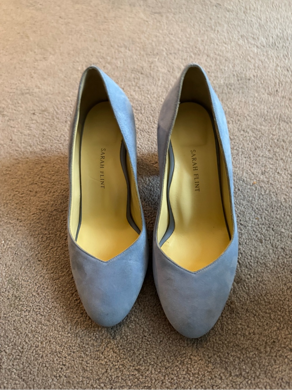 Sarah Flint Powder Blue Suede V-Notch Pump